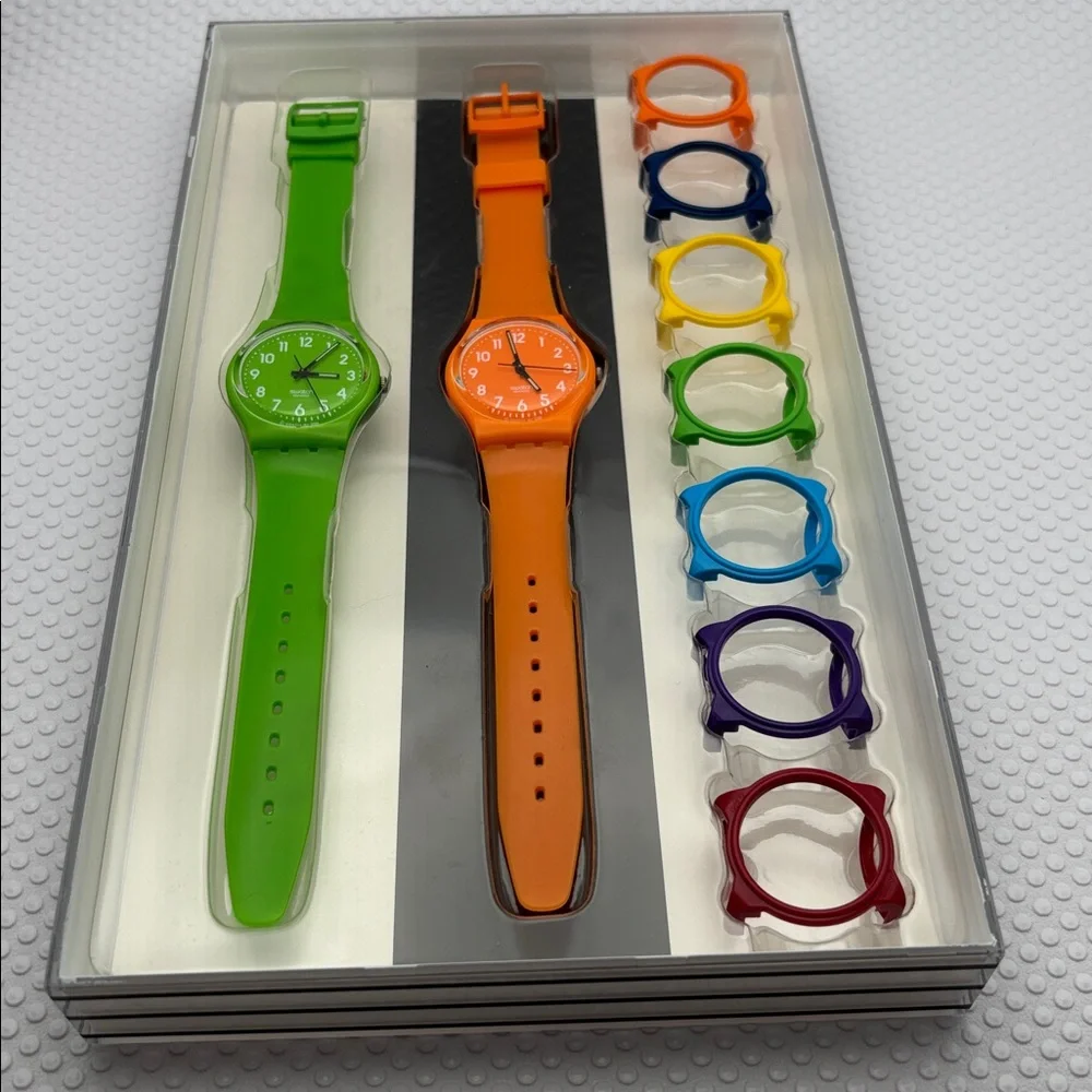 Swatch - 2 Gent Watches - Storage Box - 7 Guards